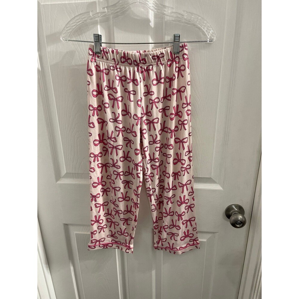 Cuddl Duds Girls Pink Bows Pajama Bottoms Size S (6/6X) New Without Tags